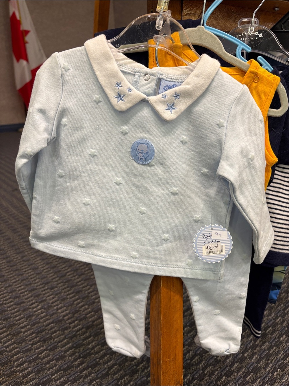 Baby Light Blue Star Embroidered Knit Set
